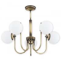 Candelabru modern, alama patinata, abajururi din sticla, 5xE14/40W, Ape O2855 W5 PAT, Lemir