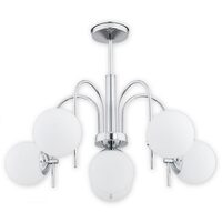 Candelabru modern cromat, abajururi din sticla, 6xE14/40W, Ape O2856 W6 CH, Lemir
