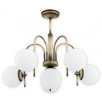 Candelabru modern, alama patinata, abajururi din sticla, 6xE14/40W, Ape O2856 W6 PAT, Lemir