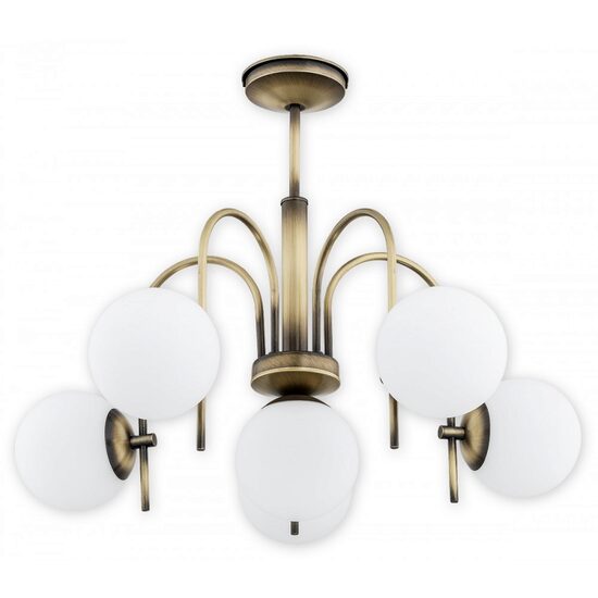 Candelabru modern, alama patinata, abajururi din sticla, 6xE14/40W, Ape O2856 W6 PAT, Lemir