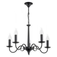 Candelabru modern, negru mat, 5xE14/60W, Asti O2895 W5 CZA, Lemir
