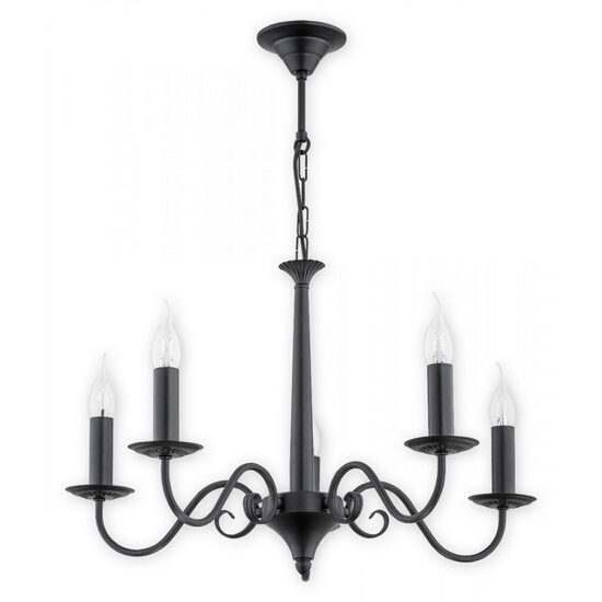 Candelabru modern, negru mat, 5xE14/60W, Asti O2895 W5 CZA, Lemir