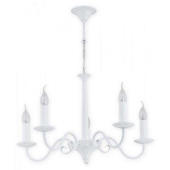 Candelabru modern, alb mat, 5xE14/60W, Asti O2895 W5 BIA, Lemir