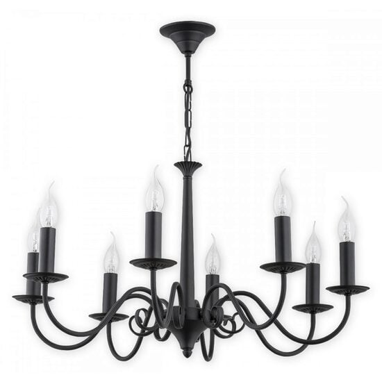 Candelabru Lemir modern finisat negru mat, cu 8 brate, 8xE14/60W, Asti O2898 W8 CZA