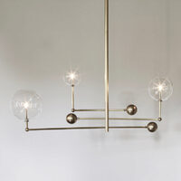 Candelabru modern cu 3 brate mobile din alama masiva si abajururi din sticla suflata, Universe, B061 SchwungHome