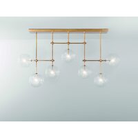 Candelabru modern din alama masiva si abajururi din sticla suflata, Soap B7 LG, B028 Schwunghome