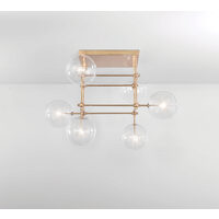 Candelabru modern din alama masiva si abajururi din sticla suflata, Soap 6 DT, B036 Schwunghome