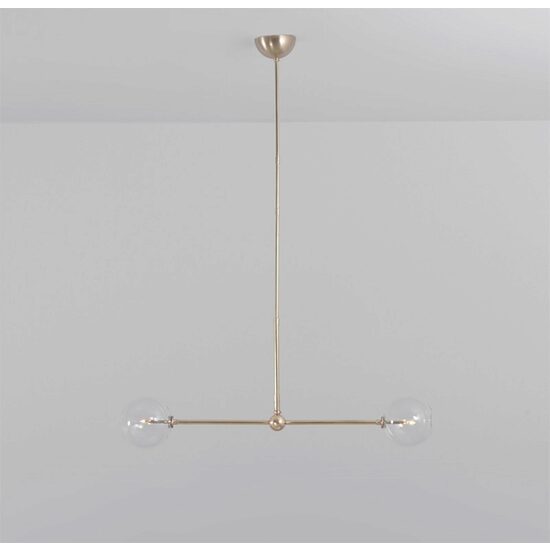 Lustra moderna cu 2 brate din alama masiva si abajururi din sticla suflata, Balance 150x150, B065 SchwungHome