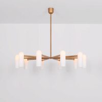 Candelabru modern cu 10 brate din alama masiva si abajururi din sticla opal, Odyssey LG, B156 SchwungHome