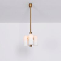 Candelabru modern cu 3 brate din alama masiva si abajururi din sticla opal, Odyssey, B140 SchwungHome