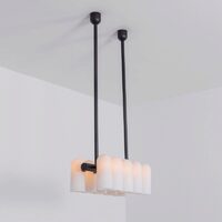 Candelabru modern cu 10 brate din alama masiva si abajururi din sticla opal, Odyssey Linear XS, B143 SchwungHome