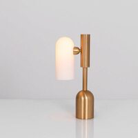 Veioza/lampa de birou moderna din alama masiva cu abajur din sticla opal, Odyssey, B148 SchwungHome