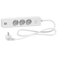 Prelungitor electric, 3 prize + 2 USB-A si intrerupator, cablu 1.5 metri, Schneider Electric ST943U1W