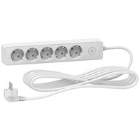 Prelungitor electric, 5 prize si intrerupator, cablu 5 metri, Schneider Electric ST9455W
